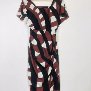 Stylish Black and Brown Geometric Dress